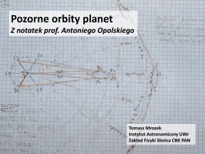 Pozorne orbity planet. Z notatek prof. Antoniego Opolskiego.