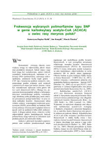 Frekwencja wybranych polimorfizmów typu SNP w genie