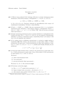 Obliczenia naukowe – Paweł Zieliński 1 Obliczenia naukowe Lista