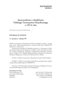 Sprawozdanie z działalności Polskiego Towarzystwa