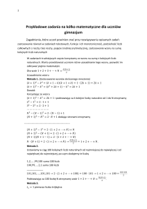 Przykładowe zadania na kółko matematyczne dla uczniów gimnazjum