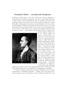 Leonhard Euler – szwajcarski komputer