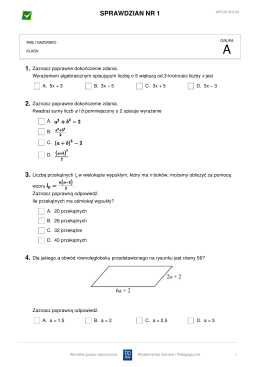 Praca Klasowa Nr 2 - Figury Geometryczne (klasa 6) 3.