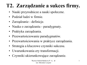T2. Zarządzanie a sukces firmy.