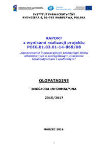 Raport z wynikami realizacji projektu Olopatadyna