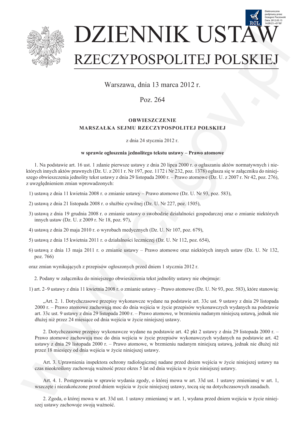 Art 3 Pkt 1 Ustawy Z Dnia 28 Listopada 2003 Prawo atomowe - Dziennik Ustaw