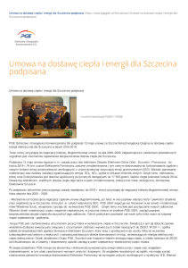 Umowa na dostawę ciepła i energii dla Szczecina