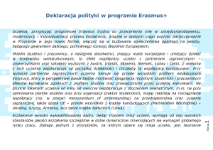 Deklaracja polityki w programie Erasmus na stronę