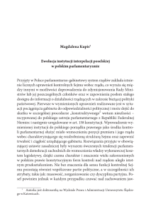 Magdalena Kupis1 Ewolucja instytucji interpelacji poselskiej w