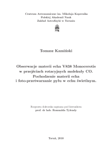 Tomasz Kamiński Obserwacje materii echa V838