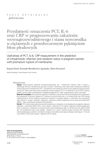 Przydatność oznaczenia PCT, IL-6 oraz CRP w prognozowaniu