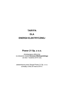 Cennik energii elektrycznej - Gorzów Wlkp.