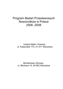 organizacja badań przesiewowych noworodków w polsce – przesiew
