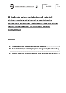 8.3 Sytuacja w zakresie lokalnych nadwyżek paliw i energii w