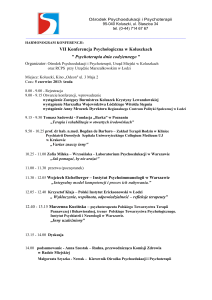 VII Konferencja Psychologiczna w Koluszkach " Psychoterapia dnia