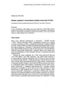Badanie zgodności i niezawodności polskiej wersji skali P ANSS