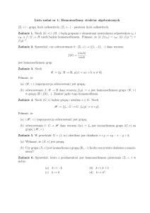 Homomorfizmy struktur algebraicznych (Z,+)
