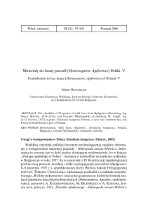 Materiały do fauny pszczół (Hymenoptera: Apiformes) Polski. V