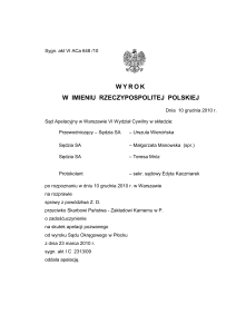 Sygn. akt VI ACa 648 /10 - Sąd Apelacyjny w Warszawie