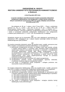 Zarządzenie Nr 109/2015 Rektora Uniwersytetu Przyrodniczo