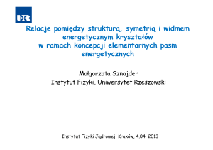 Relacje pomiędzy strukturą, symetrią i widmem energetycznym