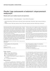 Placebo i jego zastosowanie w badaniach i eksperymentach