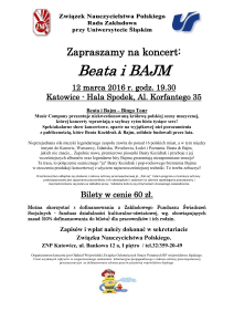 Beata i BAJM 12 marca 2016 r. godz. 19.30 Katowice