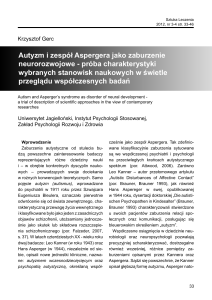 Autyzm i zespół Aspergera jako zaburzenie