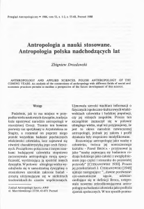 Antropologia a nauki stosowane. Antropologia polska