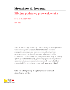Biblijne podstawy praw człowieka / Ireneusz Mroczkowski.