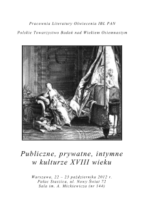 Publiczne, prywatne, intymne w kulturze XVIII wieku