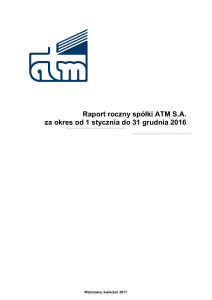 Raport roczny spółki ATM S.A. za okres od 1 stycznia do 31 grudnia