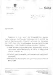 Trybunał Konstytucyjny Warszawa sygn. akt U 1/17 Na podstawie art