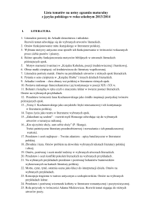 Lista tematów na ustny egzamin maturalny