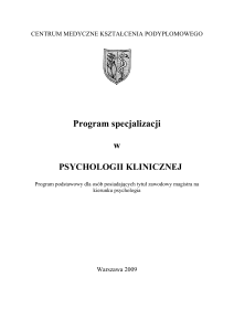 Program specjalizacji w Psychologii Klinicznej