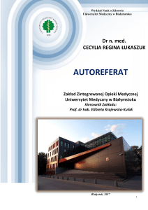 autoreferat - Uniwersytet Medyczny w Białymstoku