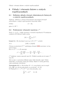 Wykład nr 8 (Układy i równania liniowe o stałych współczynnikach)