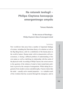 Na ratunek teologii – Philipa Claytona koncepcja emergentnego