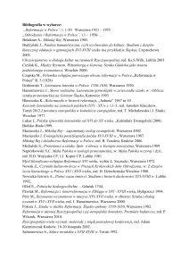 Bibliografia w wyborze: „Reformacja w Polsce”, t. 1