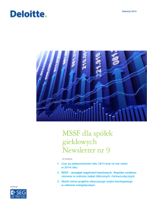 MSSF dla spółek giełdowych Newsletter nr 9