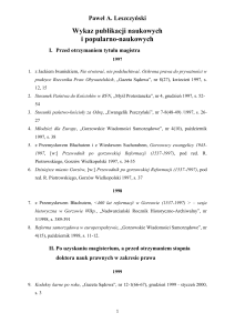 3. Wykaz publikacji prof. nadzw. dr hab. P. Leszczyński 1997-2016