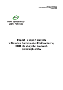 Import i eksport danych w Usludze Bankowosci Elektronicznej SGB