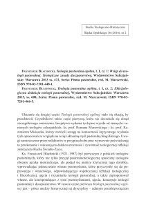 FRANCISZEK BLACHNICKI, Teologia pastoralna ogólna, t. I, cz. 1