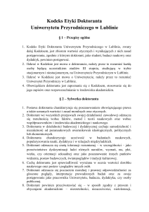 Kodeks etyki doktoranta - Uniwersytet Przyrodniczy w Lublinie