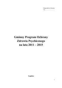 Gminny Program Ochrony Zdrowia Psychicznego na lata 2011 – 2015