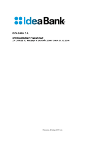 idea bank sa sprawozdanie finansowe za okres 12 miesięcy