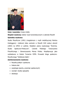 dr Cezary Kalita - Instytut Nauk Społecznych i Bezpieczeństwa UPH