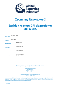 Szablon reportu GRI dla poziomu aplikacji C