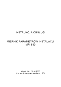 instrukcja obsługi miernik parametrów instalacji mpi510