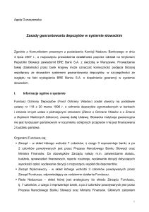 Zasady gwarantowania depozytów w systemie słowackim